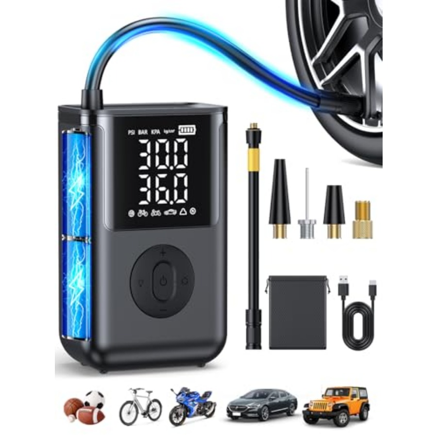 Tyre Pressure Gauge - Tire Inflator Portable Air Compressor160 PSI