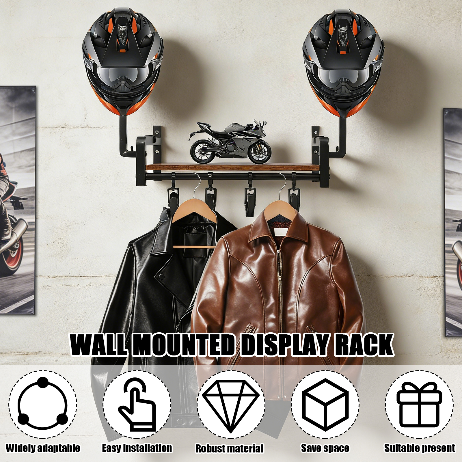 Helmet Holder Wooden Wall Moun - Motorcycle Gear Wall Mount 评论和价格