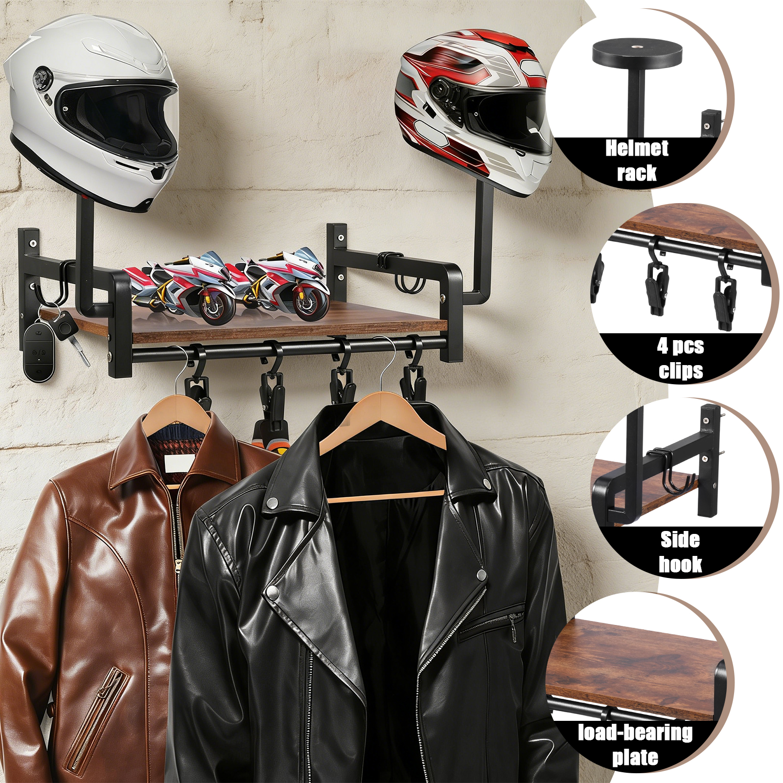Helmet Holder Wooden Wall Moun - Motorcycle Gear Wall Mount 评论和价格