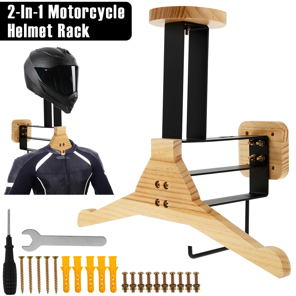 Motorcycle Helmet Rack Wooden  - Motorcycle Gear Wall Mount 评论和价格
