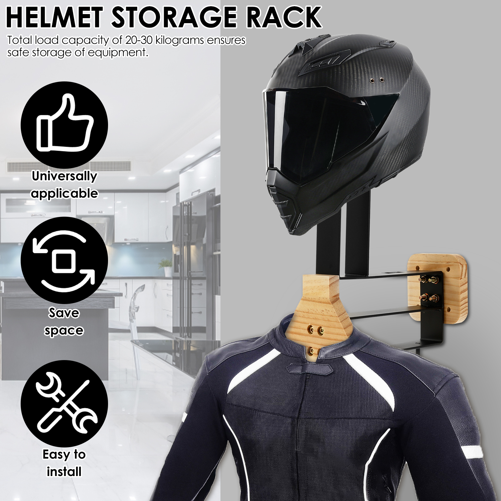 Motorcycle Helmet Rack Wooden  - Motorcycle Gear Wall Mount 评论和价格