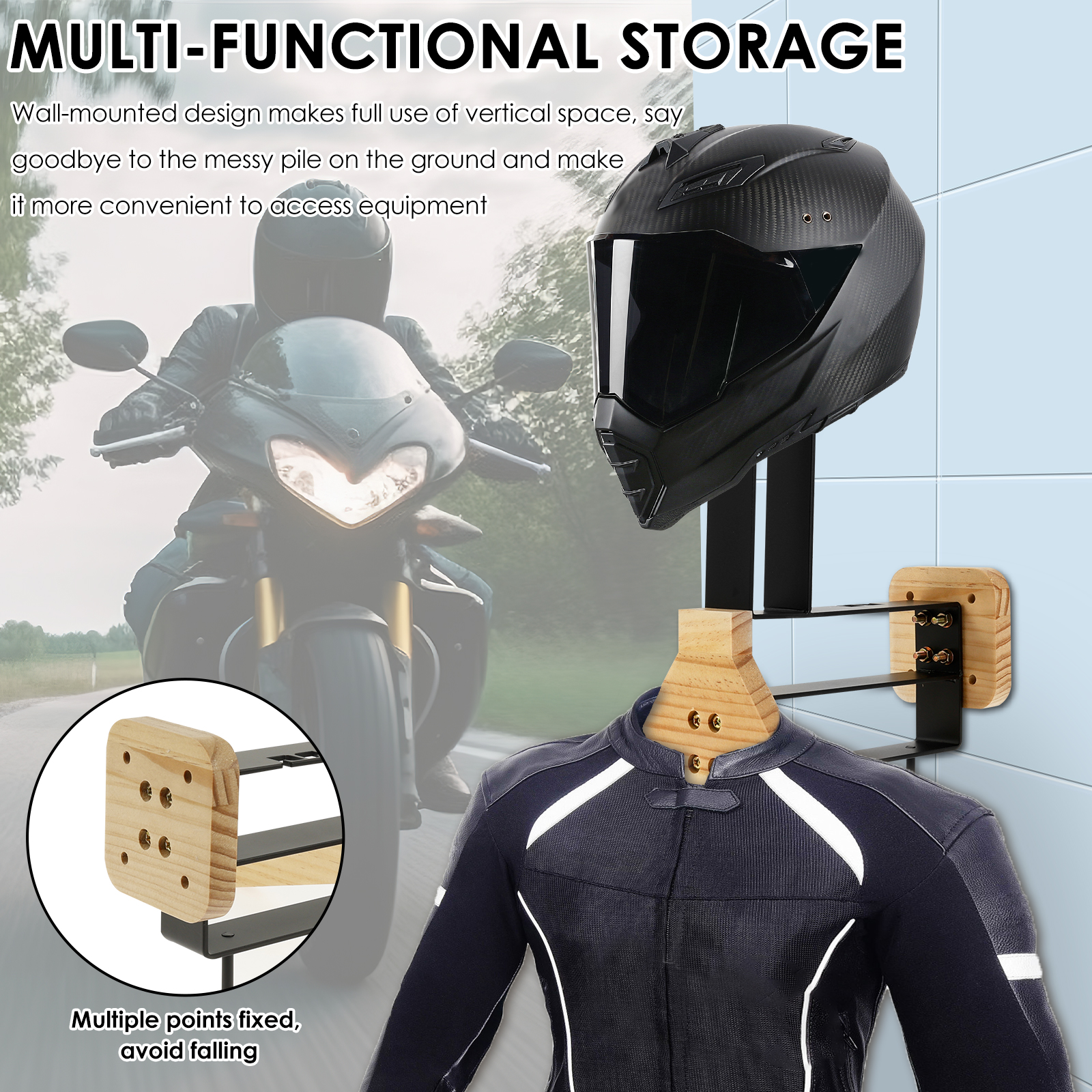 Motorcycle Helmet Rack Wooden  - Motorcycle Gear Wall Mount 评论和价格
