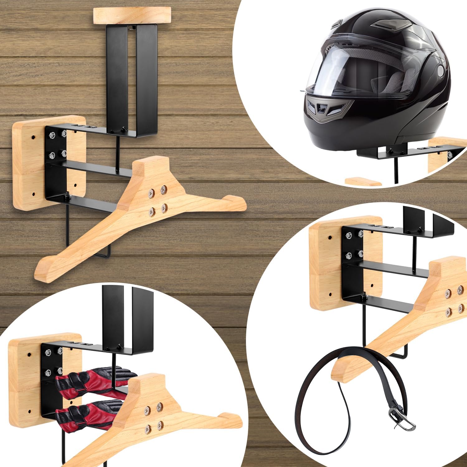 Wood Motorcycle Helmet Holder  - Motorcycle Gear Wall Mount 评论和价格