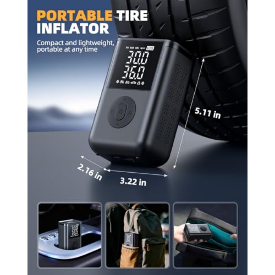 Tire Inflator Portable Air Com - Tyre Pressure Gauge 评论和价格