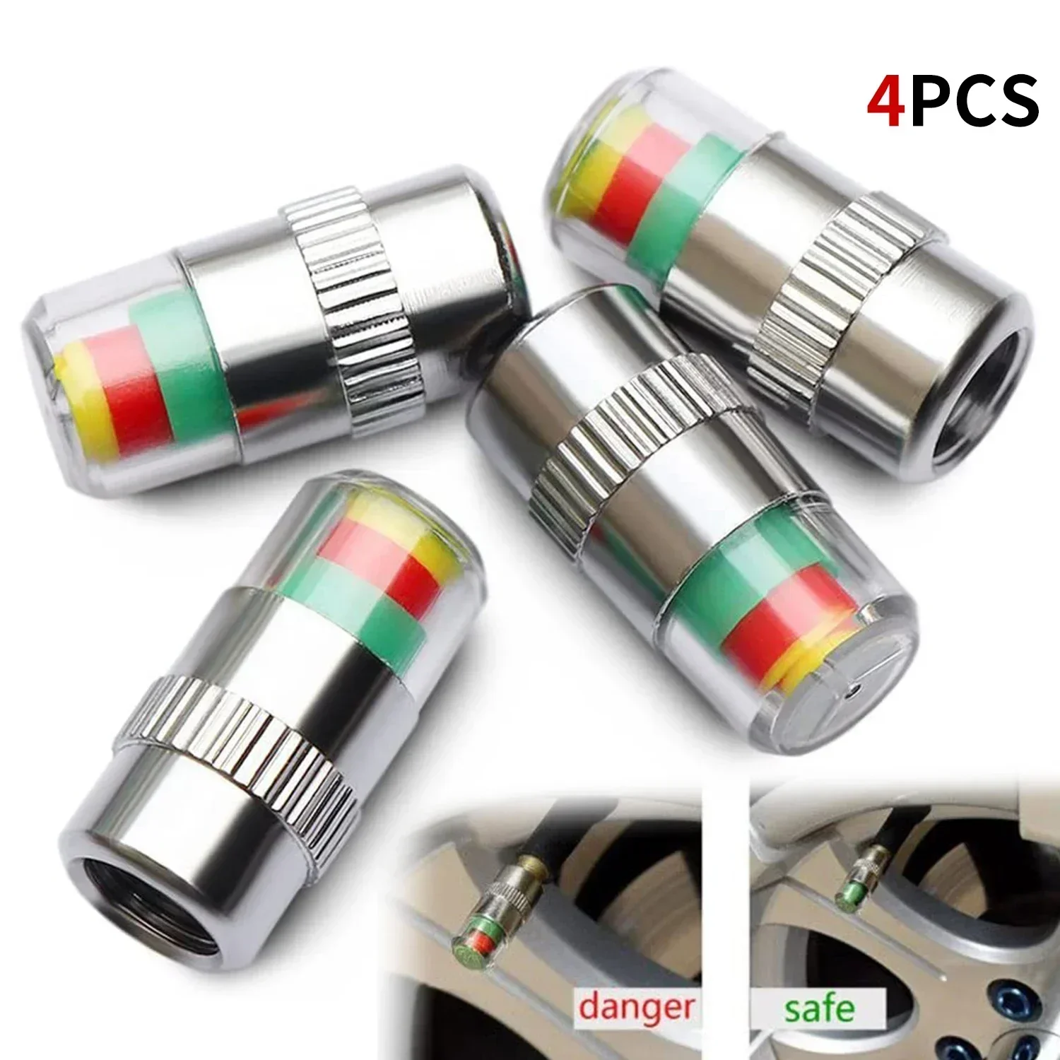 4/8PCS Car Tire Valve Caps wit - Tyre Pressure Gauge 评论和价格