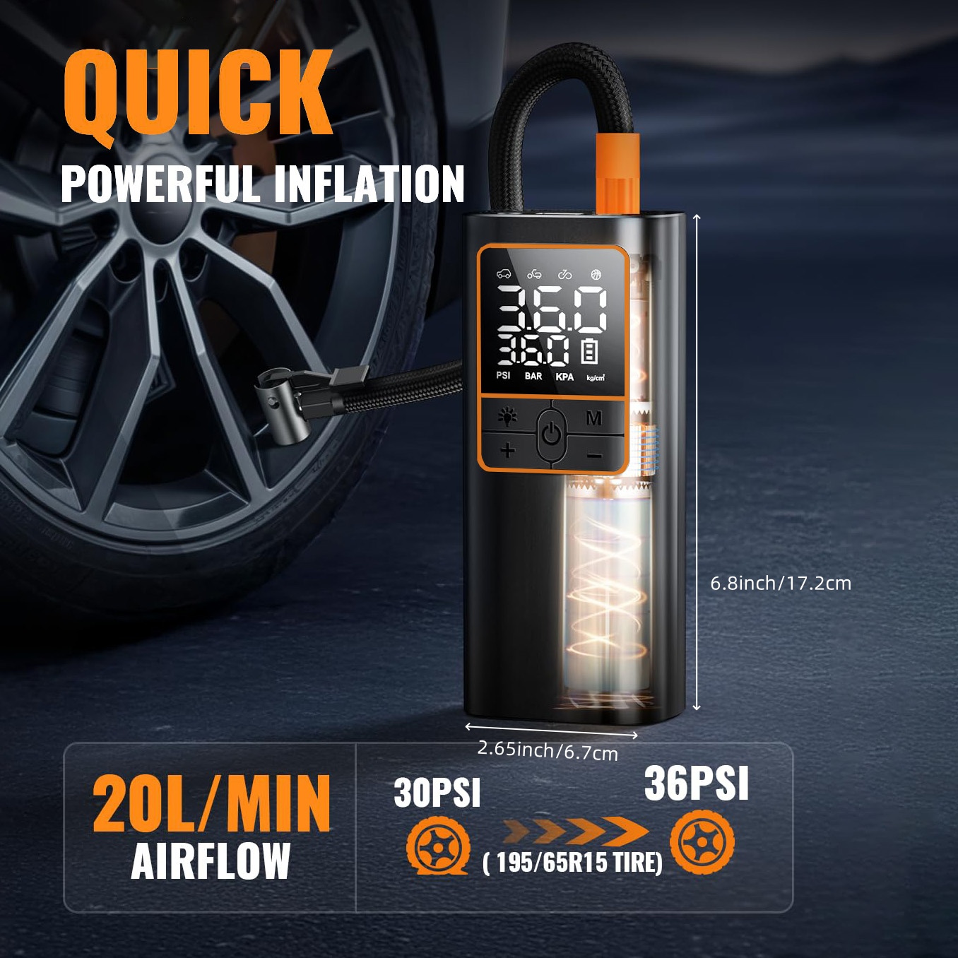 Tire Inflator Portable Air Com - Tyre Pressure Gauge 评论和价格