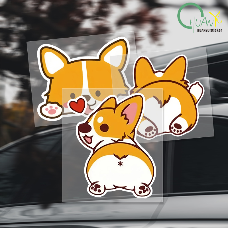 Car Cartoon Car Sticker Corgi  - Motorcycle Gear Outlet 评论和价格