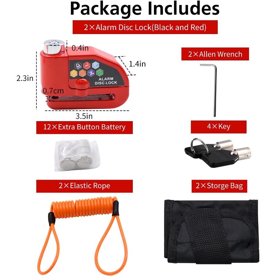 Alarm Disc Lock Set 2pcs Brake - Disc Lock Brake 评论和价格