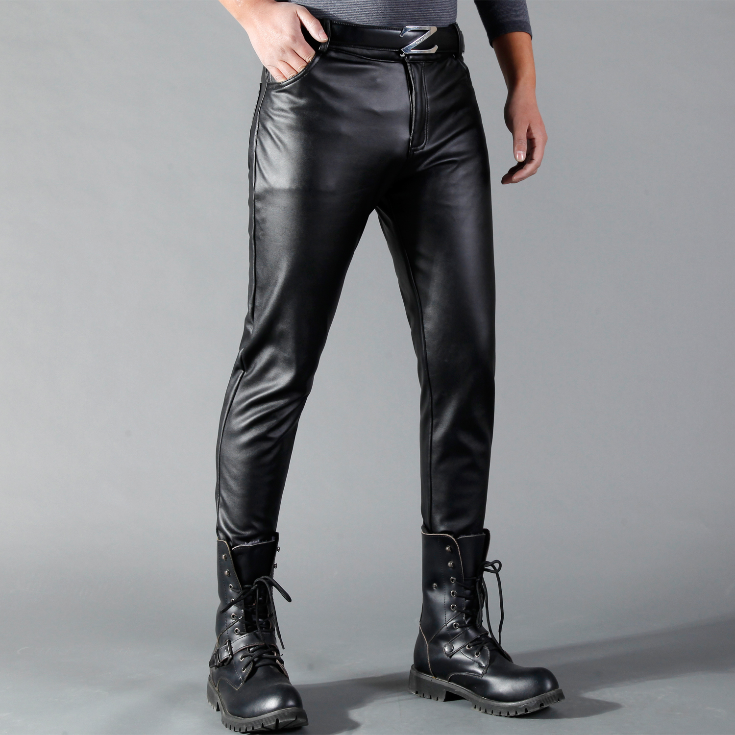 Men's Leather Pants Skinny Fit - Motorcycle Gear Mens 评论和价格